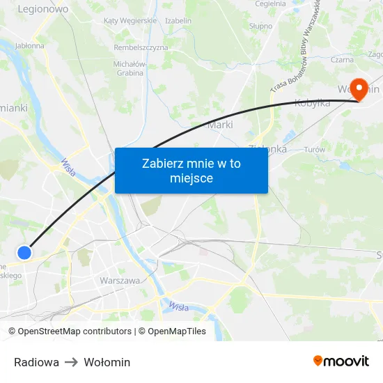 Radiowa to Wołomin map