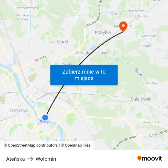 Ateńska to Wołomin map