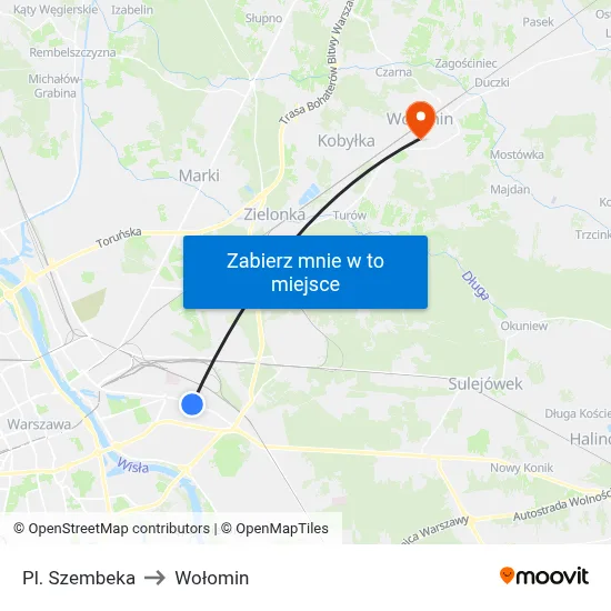 Pl. Szembeka to Wołomin map