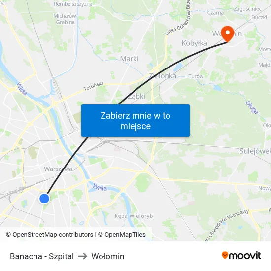 Banacha - Szpital to Wołomin map