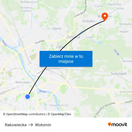Rakowiecka to Wołomin map