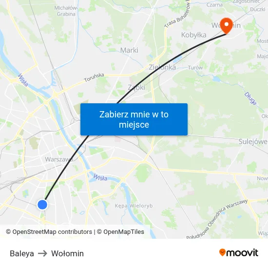 Baleya to Wołomin map