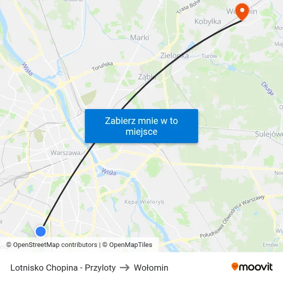 Lotnisko Chopina - Przyloty to Wołomin map