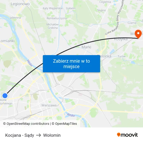 Kocjana - Sądy to Wołomin map