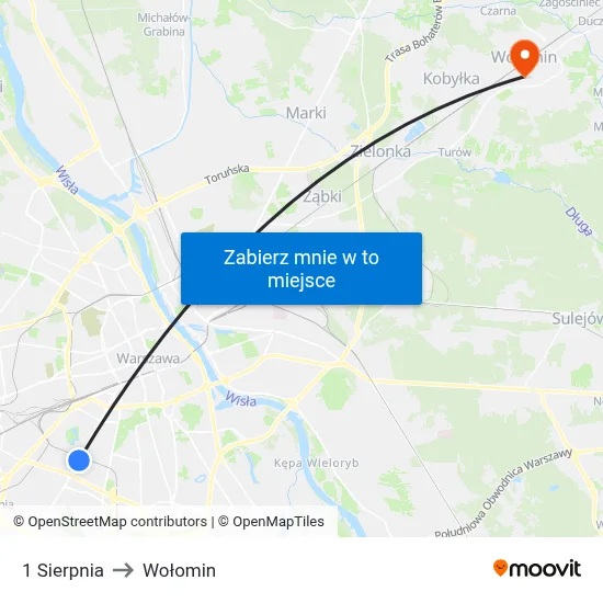 1 Sierpnia to Wołomin map