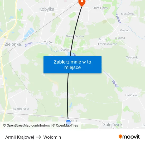 Armii Krajowej to Wołomin map