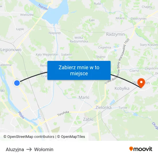Aluzyjna to Wołomin map