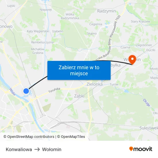 Konwaliowa to Wołomin map