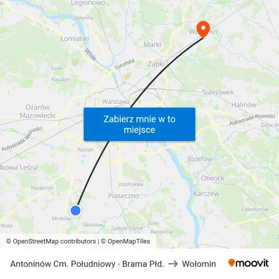 Antoninów Cm. Południowy - Brama Płd. to Wołomin map
