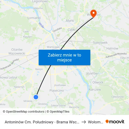 Antoninów Cm. Południowy - Brama Wsch. to Wołomin map