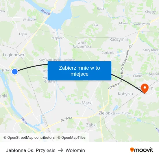 Jabłonna Os. Przylesie to Wołomin map