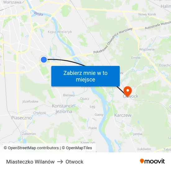 Miasteczko Wilanów to Otwock map