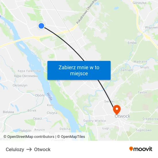 Celulozy to Otwock map