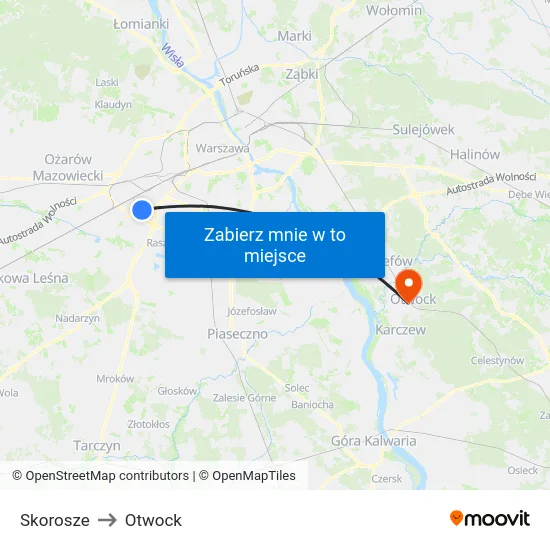 Skorosze to Otwock map