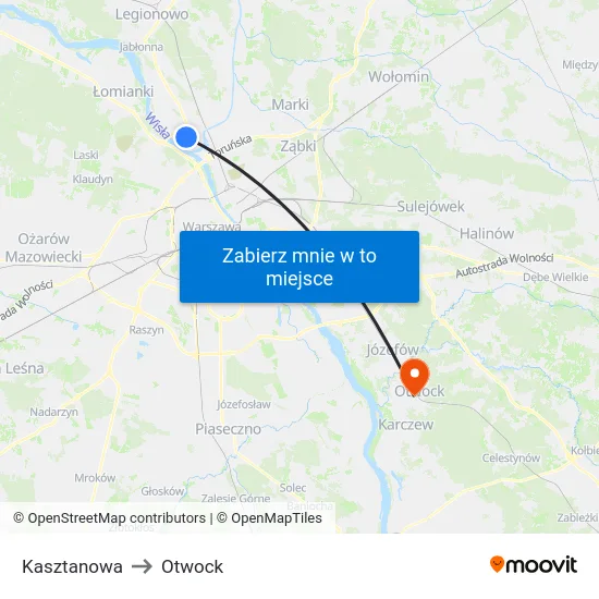 Kasztanowa to Otwock map