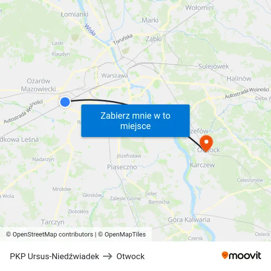 PKP Ursus-Niedźwiadek to Otwock map