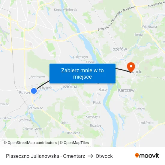 Piaseczno Julianowska - Cmentarz to Otwock map