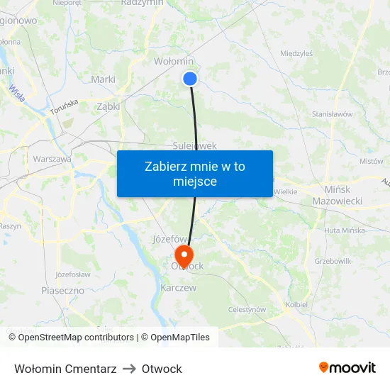 Wołomin Cmentarz to Otwock map