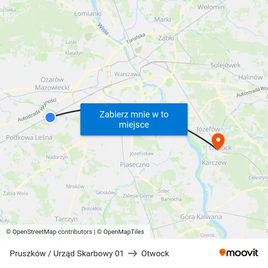 Pruszków / Urząd Skarbowy 01 to Otwock map
