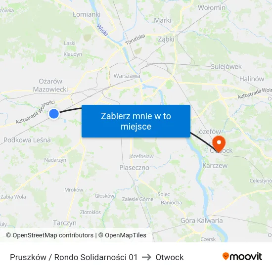 Pruszków / Rondo Solidarności 01 to Otwock map