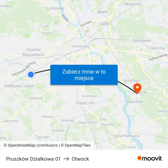 Pruszków Działkowa 01 to Otwock map