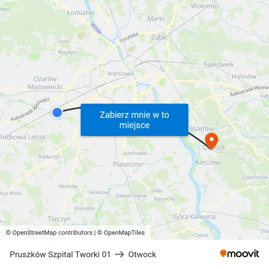 Pruszków Szpital Tworki 01 to Otwock map