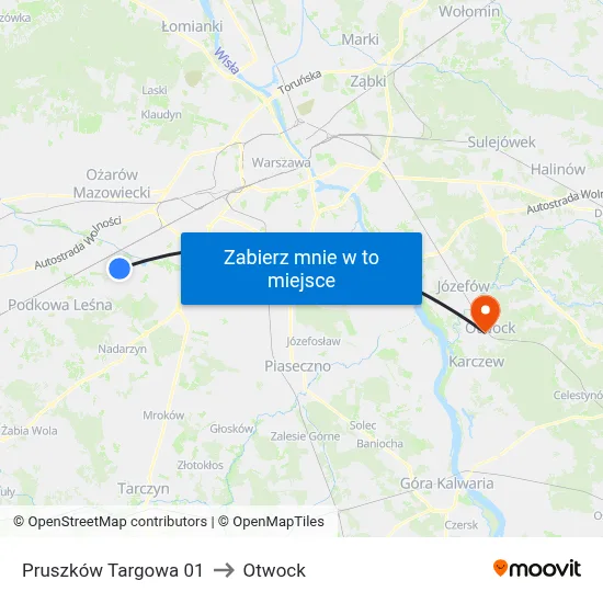 Pruszków Targowa 01 to Otwock map