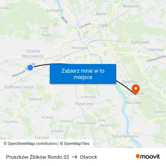 Pruszków Żbików Rondo 02 to Otwock map