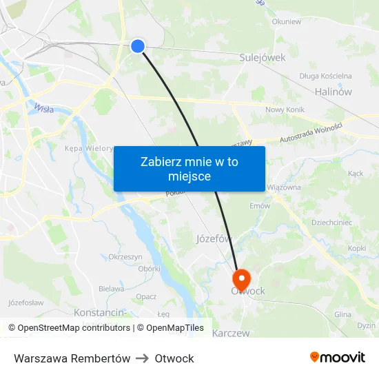 Warszawa Rembertów to Otwock map