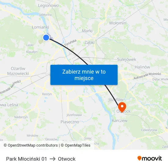 Park Młociński 01 to Otwock map