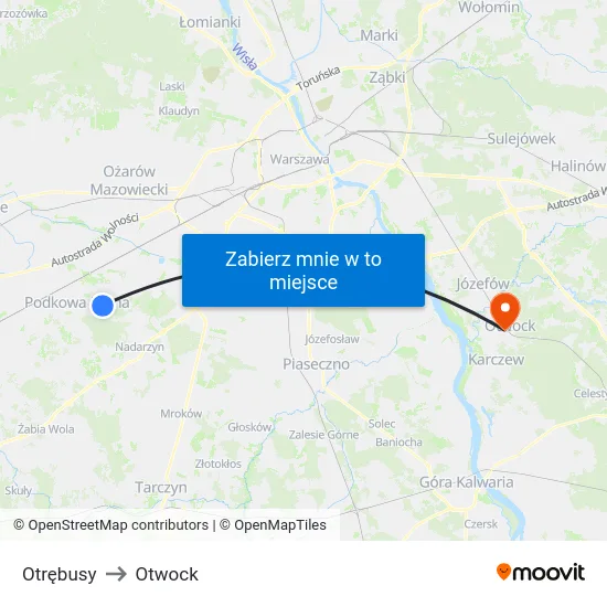 Otrębusy to Otwock map