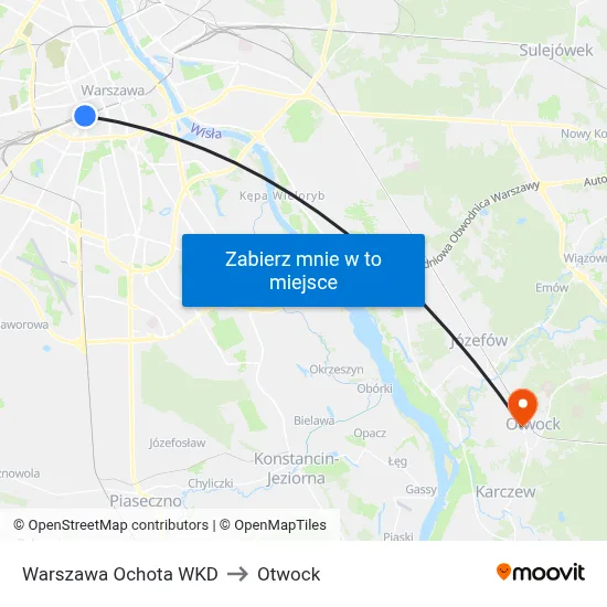 Warszawa Ochota WKD to Otwock map