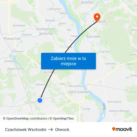 Czachówek Wschodni to Otwock map