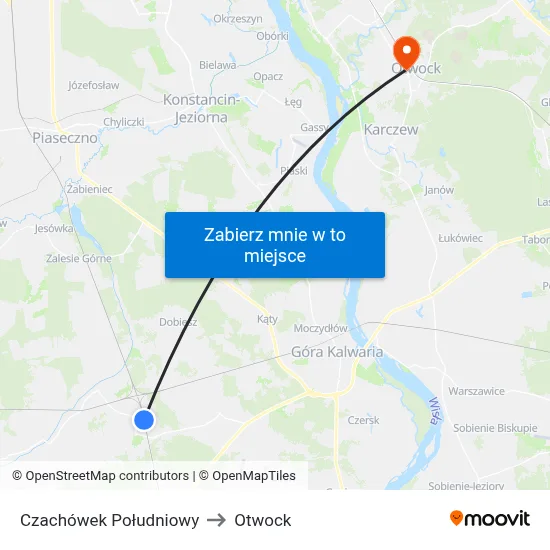 Czachówek Południowy to Otwock map