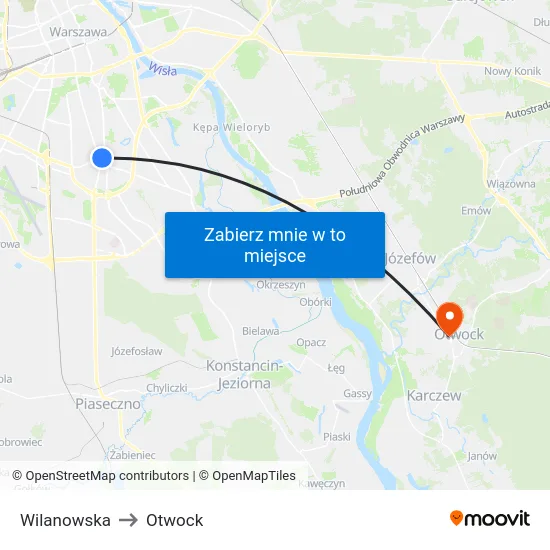 Wilanowska to Otwock map