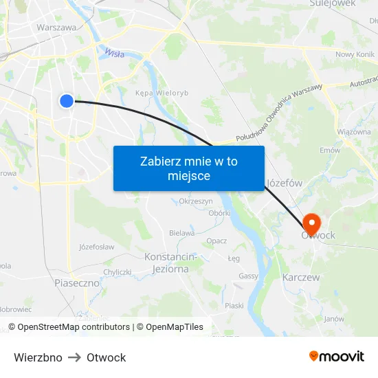 Wierzbno to Otwock map