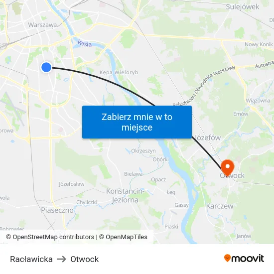 Racławicka to Otwock map