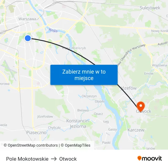 Pole Mokotowskie to Otwock map
