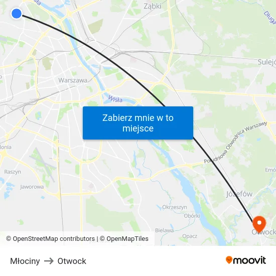 Młociny to Otwock map