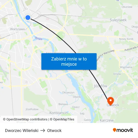 Dworzec Wileński to Otwock map