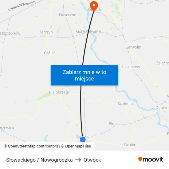 Słowackiego / Nowogrodzka to Otwock map