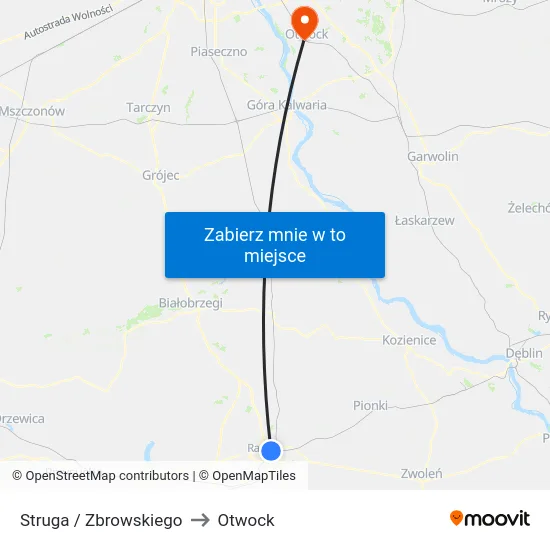 Struga / Zbrowskiego to Otwock map