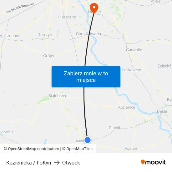 Kozienicka / Fołtyn to Otwock map
