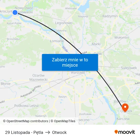 29 Listopada - Pętla to Otwock map
