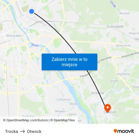 Trocka to Otwock map