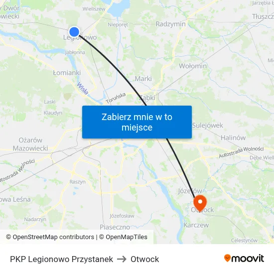 PKP Legionowo Przystanek to Otwock map