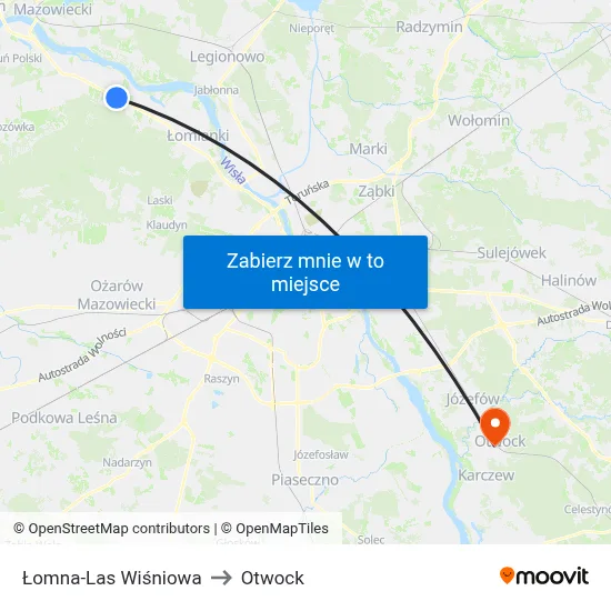Łomna-Las Wiśniowa to Otwock map