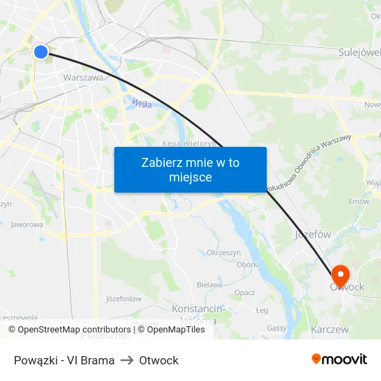 Powązki - VI Brama to Otwock map