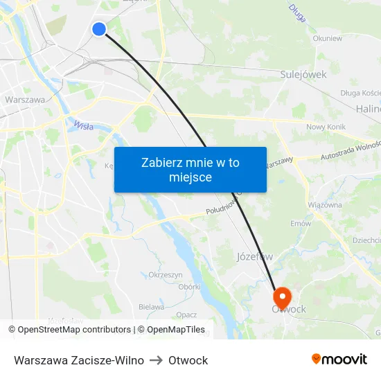 Warszawa Zacisze-Wilno to Otwock map