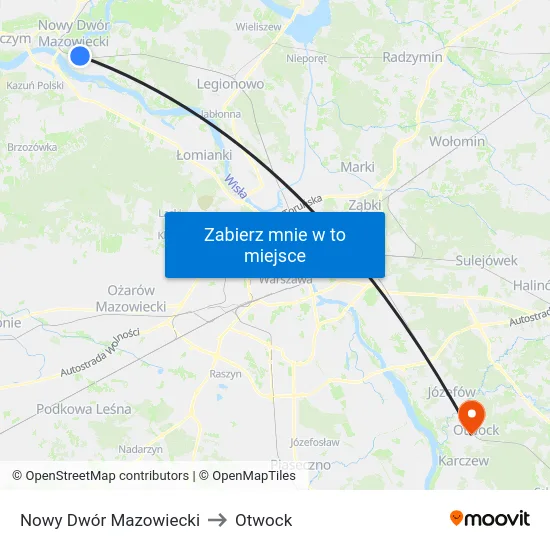 Nowy Dwór Mazowiecki to Otwock map